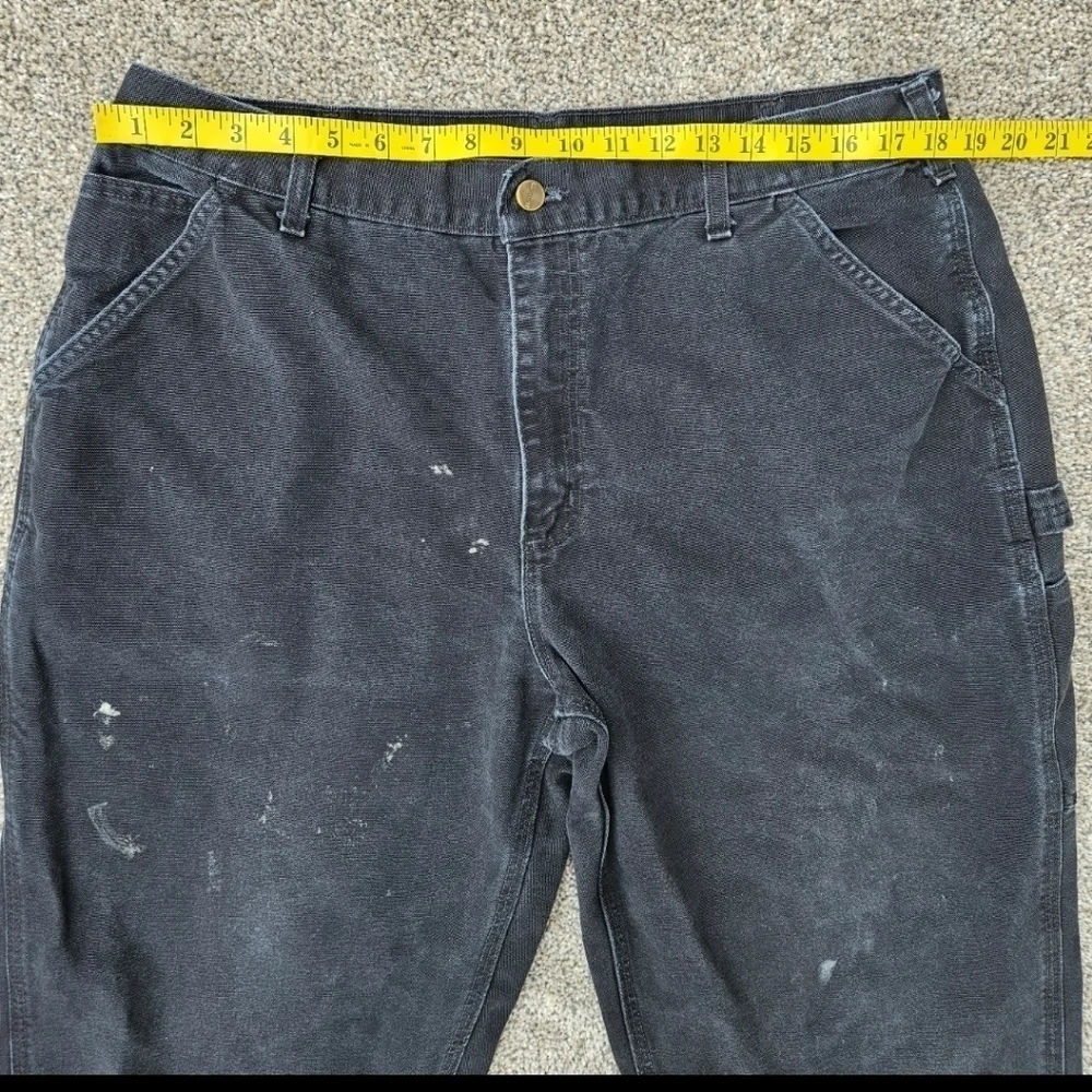 Vintage Carhartt Cargo Pants Black Dungaree Fit Distressed B11 BLK Mens 38x32